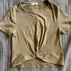 Active USA Olive Short Sleeve Twist Tee